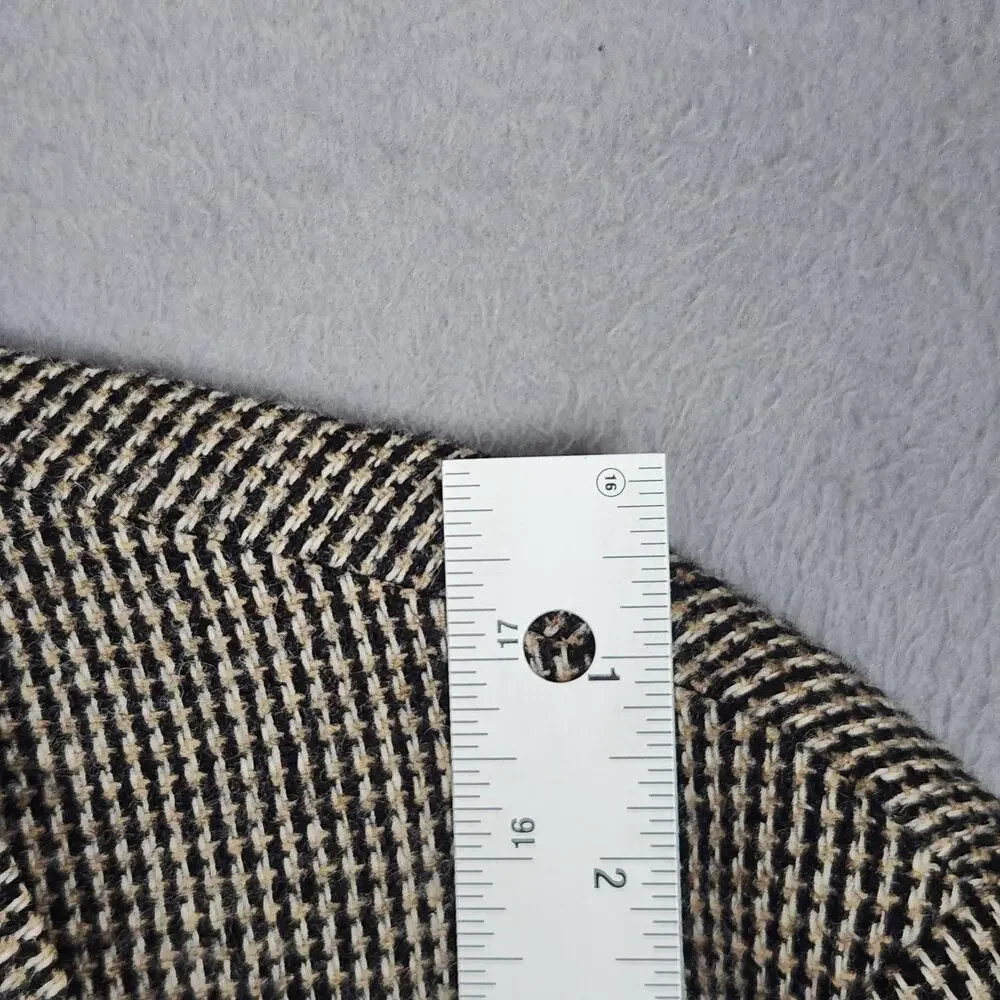 VINTAGE EVAN-PICONE Blazer Mens 41 Brown Houndstooth Wool Elbow Patch Jacket USA